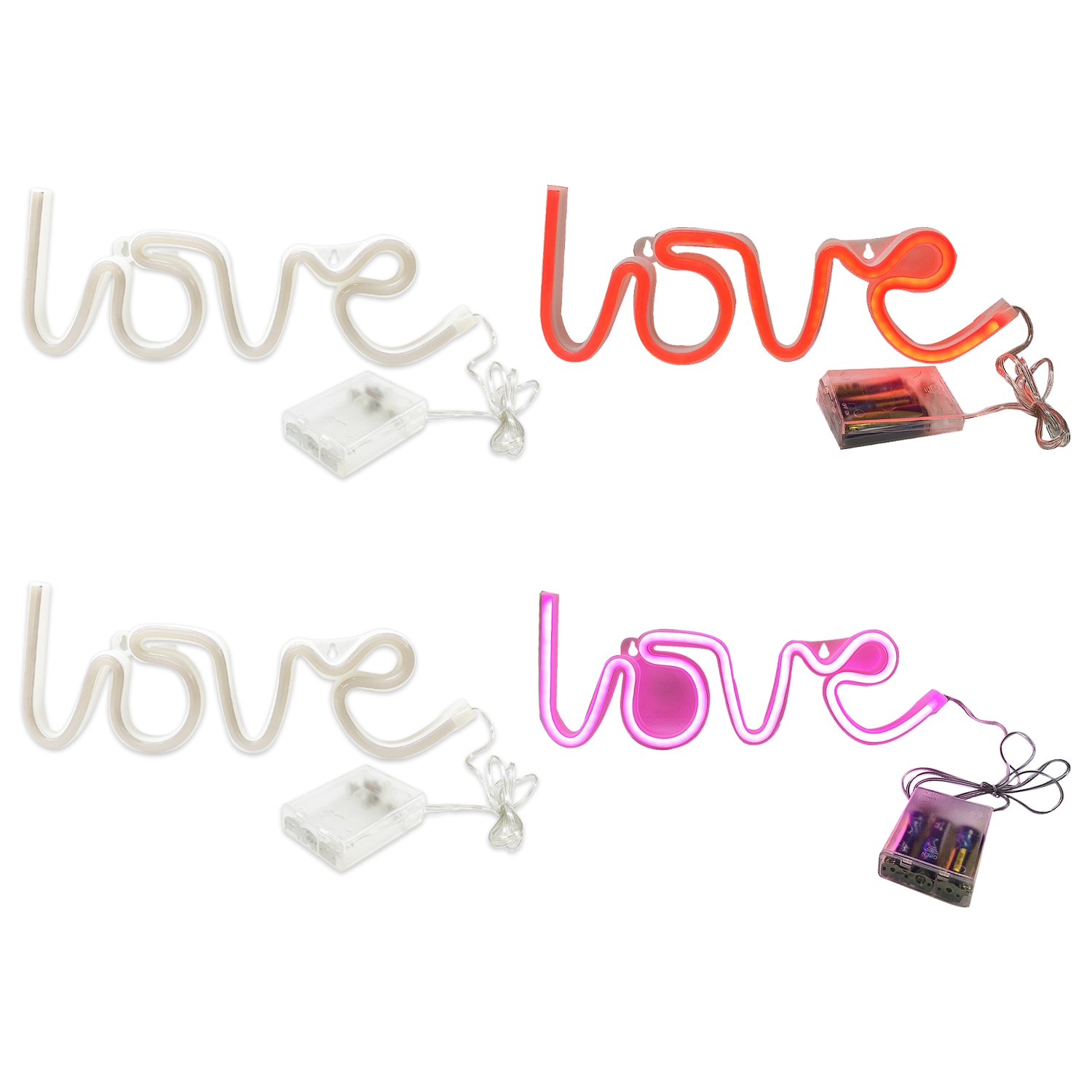 LETRERO LED LOVE LUZ ROJA Y ROSA 34*13CM (PILAS/USB)