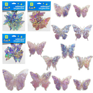 MARIPOSA DECORATIVA SURTIDA X12 (PQTX12)