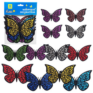 MARIPOSA DECORATIVA SURTIDA X12 (PQTX12)