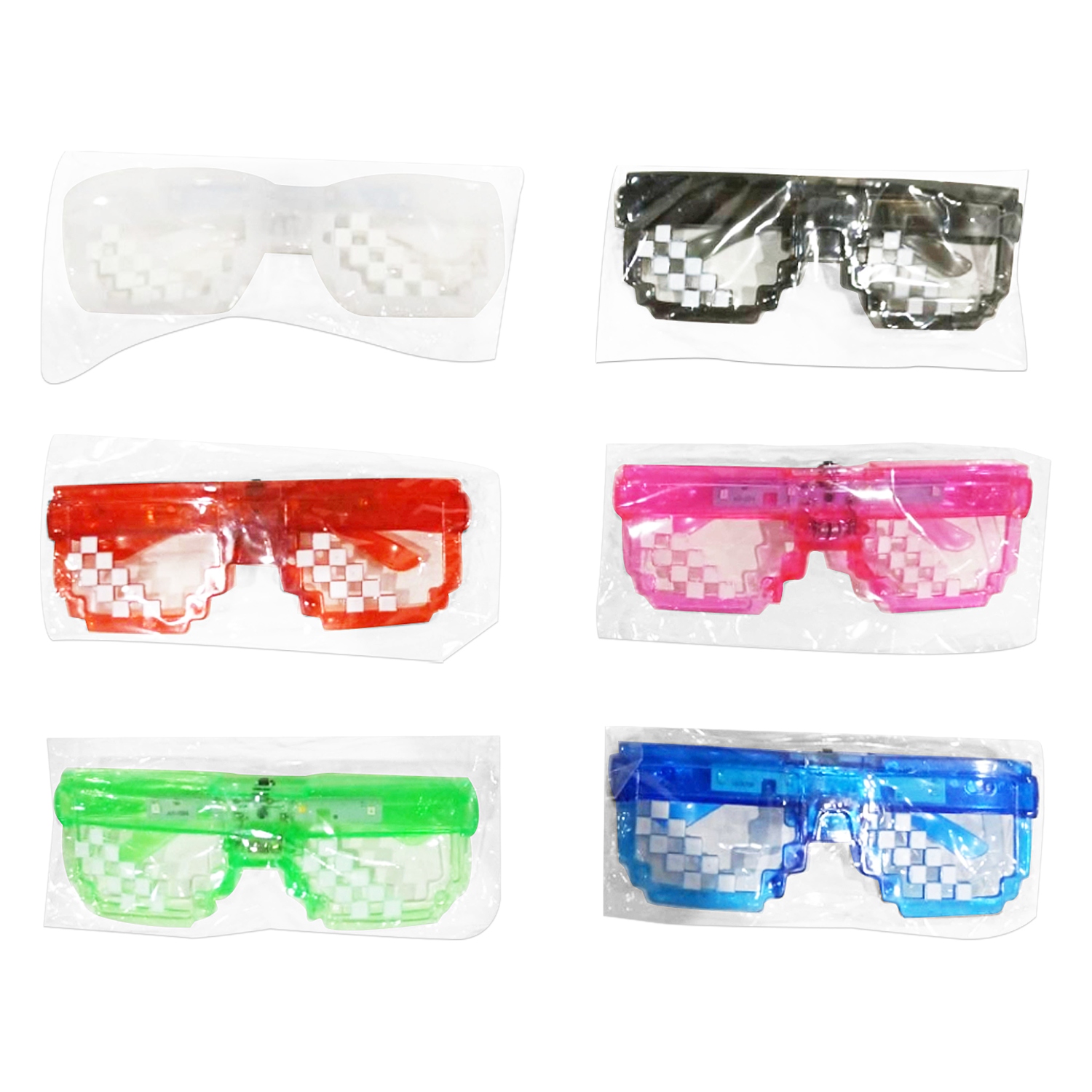 GAFAS NEON PIXELADAS CON LUZ PARA FIESTA
