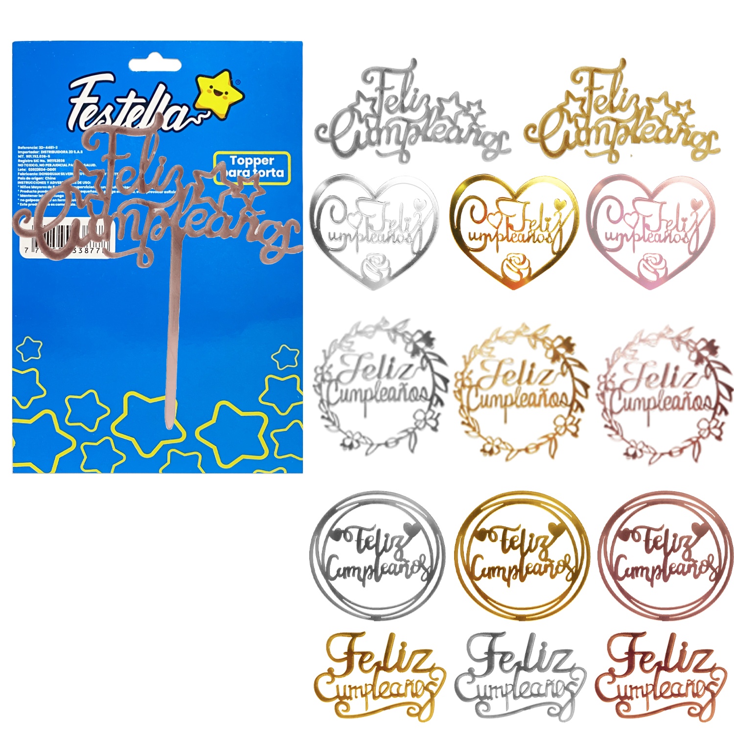 ADORNO FELIZ CUMPLEAÑOS PARA PASTEL (PQTX12)