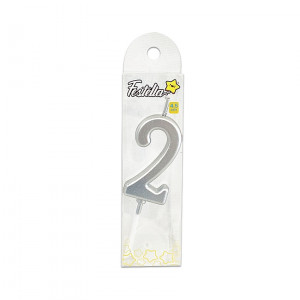 VELA NUMERO #2 PLATEADA (CJX24)