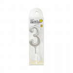 VELA NUMERO #3 PLATEADA (CJX24)