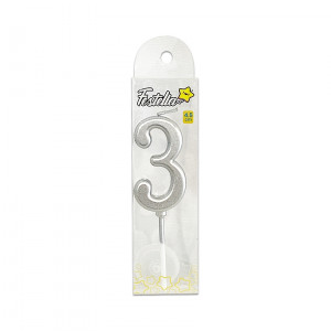 VELA NUMERO #3 PLATEADA (CJX24)