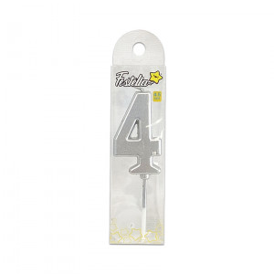 VELA NUMERO #4 PLATEADA (CJX24)