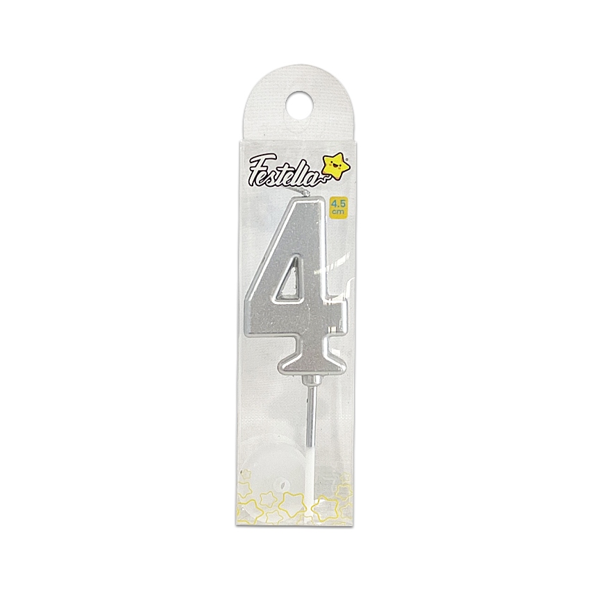 VELA NUMERO #4 PLATEADA (CJX24)