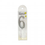VELA NUMERO #6 PLATEADA (CJX24)
