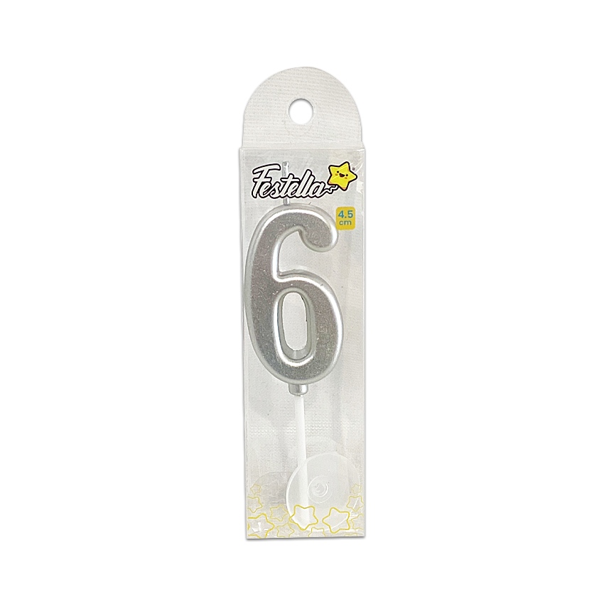 VELA NUMERO #6 PLATEADA (CJX24)
