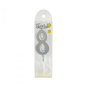 VELA NUMERO #8 PLATEADA (CJX24)