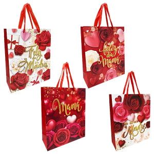 BOLSA REGALO FELIZ DIA MAMA 32*26*10CM (PQTX12)