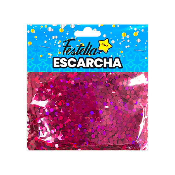ESCARCHA PARA GLOBO FUCSIA HEXAGONAL (PQTX12)