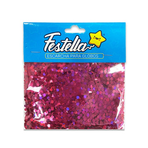 ESCARCHA PARA GLOBO FUCSIA HEXAGONAL (PQTX12)