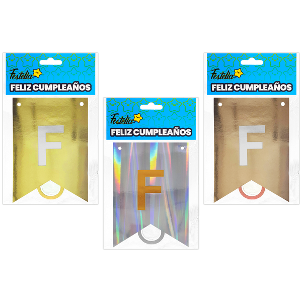 BANDERIN FELIZ CUMPLEAÑOS METALIZADO (PQTX12)