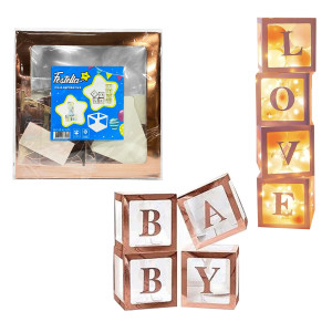 CAJA DECORATIVA PARA GLOBOS PALO ROSA BABY/LOVE