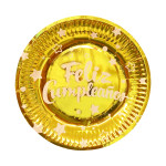 PLATO DE FIESTA FELIZ CUMPLEAÑOS X10 DORADO
