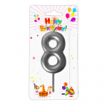 VELA NUMERO 6CM PLATEADA #8 (CJX12)