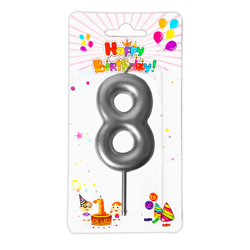 VELA NUMERO 6CM PLATEADA #8 (CJX12)