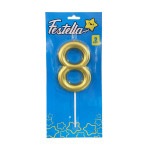 VELA NUMERO 9CM DORADA #8 (CJX12)