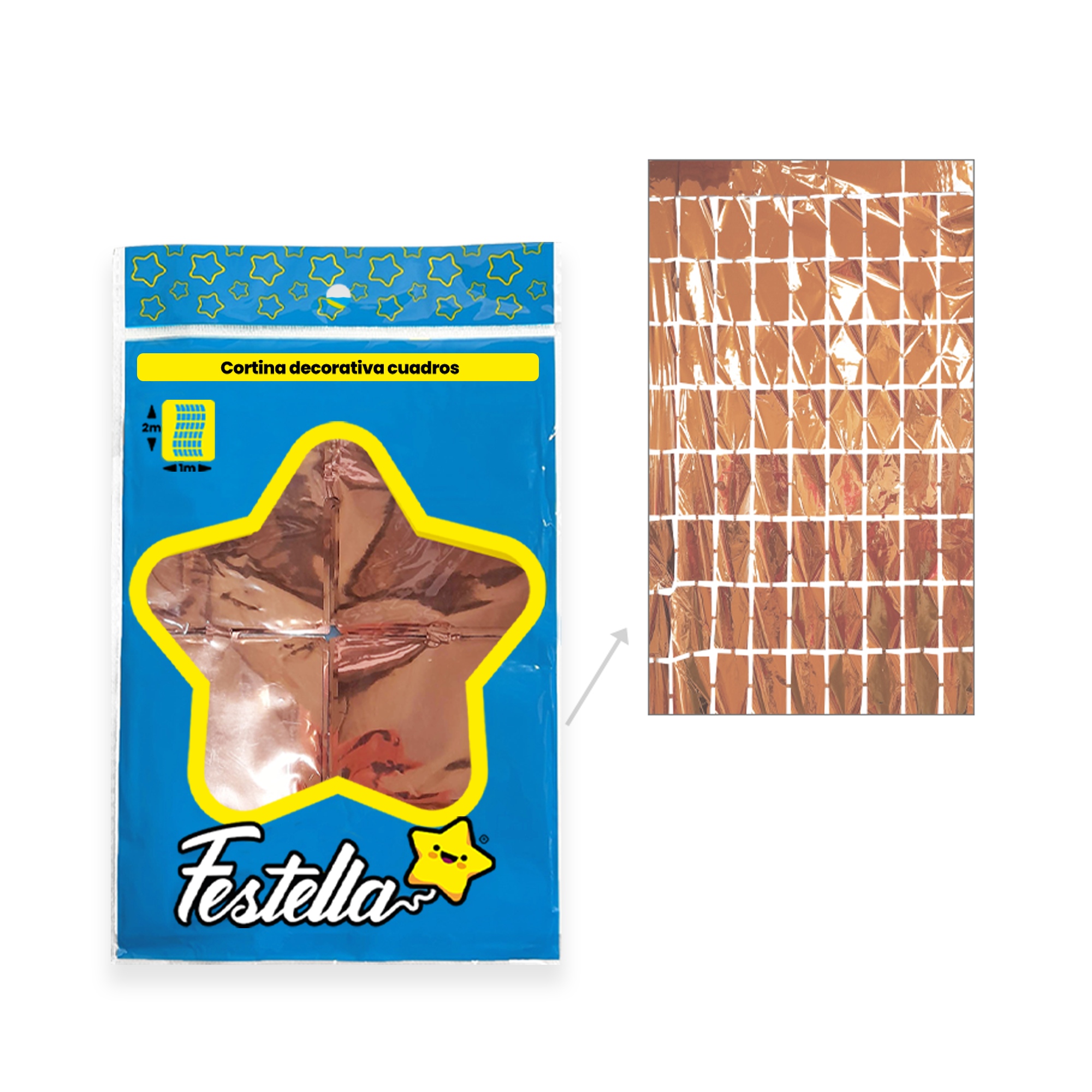 CORTINA DE FIESTA ESPEJO CUADRO GD PALO ROSA (PQTX12)