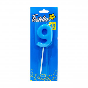 VELA NUMERO 4.5CM AZUL #9 (CJX50)
