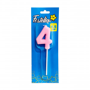 VELA NUMERO 4.5CM ROSADO #4 (CJX50)