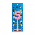 VELA NUMERO 4.5CM ROSADO #5 (CJX50)