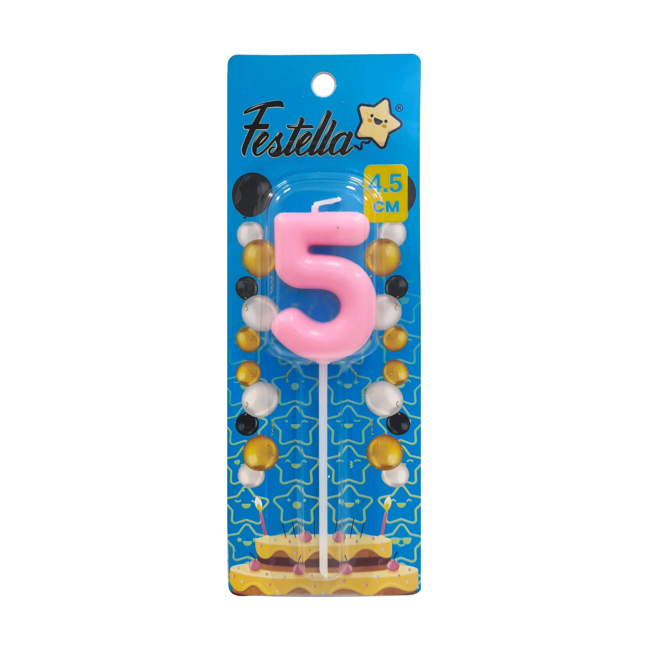 VELA NUMERO 4.5CM ROSADO #5 (CJX50)