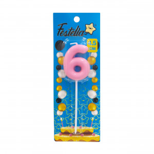 VELA NUMERO 4.5CM ROSADO #6 (CJX50)