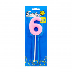 VELA NUMERO 4.5CM ROSADO #6 (CJX50)