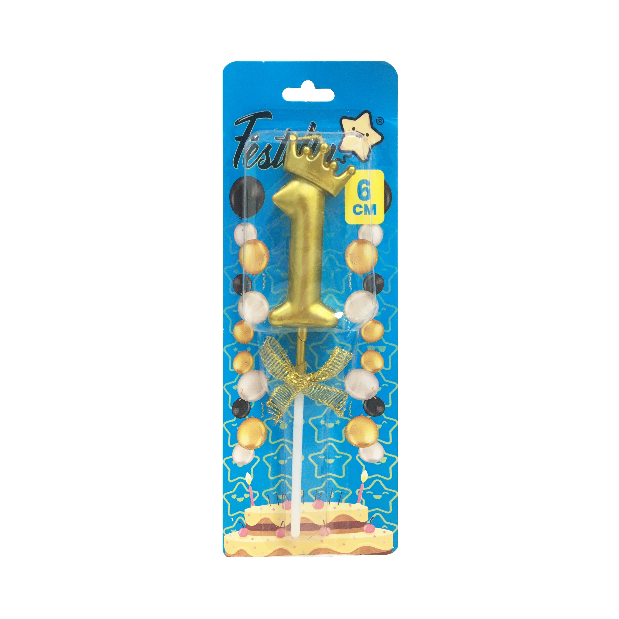 VELA NUMERO 6CM DORADA #1 (CJX48)