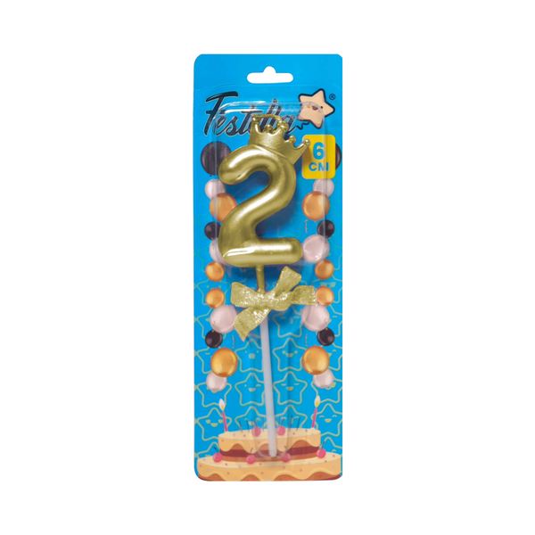 VELA NUMERO 6CM DORADA #2 (CJX48)