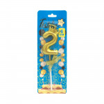 VELA NUMERO 6CM DORADA #2 (CJX48)