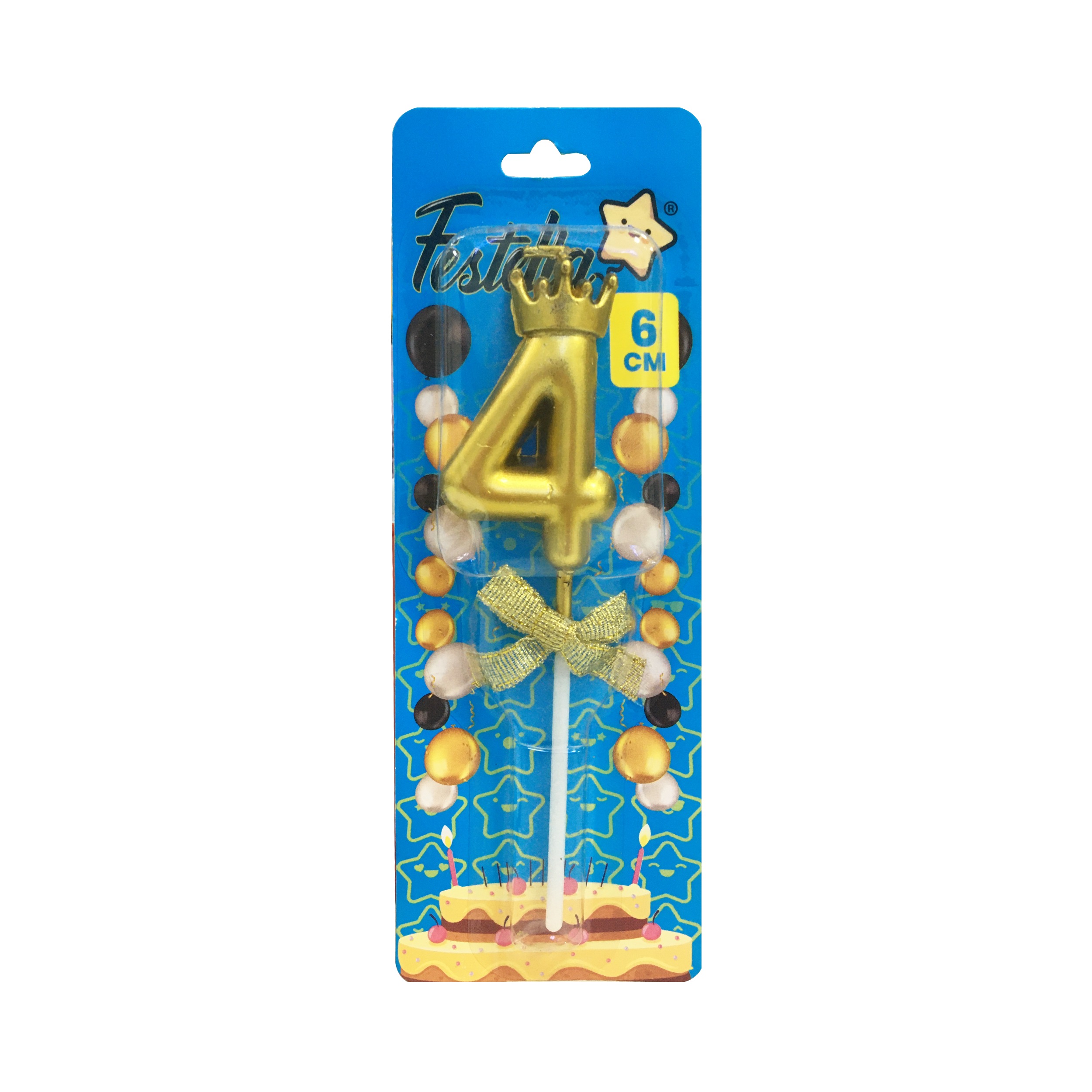 VELA NUMERO 6CM DORADA #4 (CJX48)