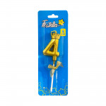 VELA NUMERO 6CM DORADA #4 (CJX48)