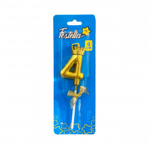 VELA NUMERO 6CM DORADA #4 (CJX48)