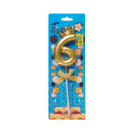 VELA NUMERO 6CM DORADA #6 (CJX48)