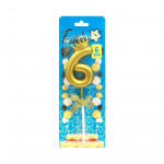 VELA NUMERO 6CM DORADA #6 (CJX48)