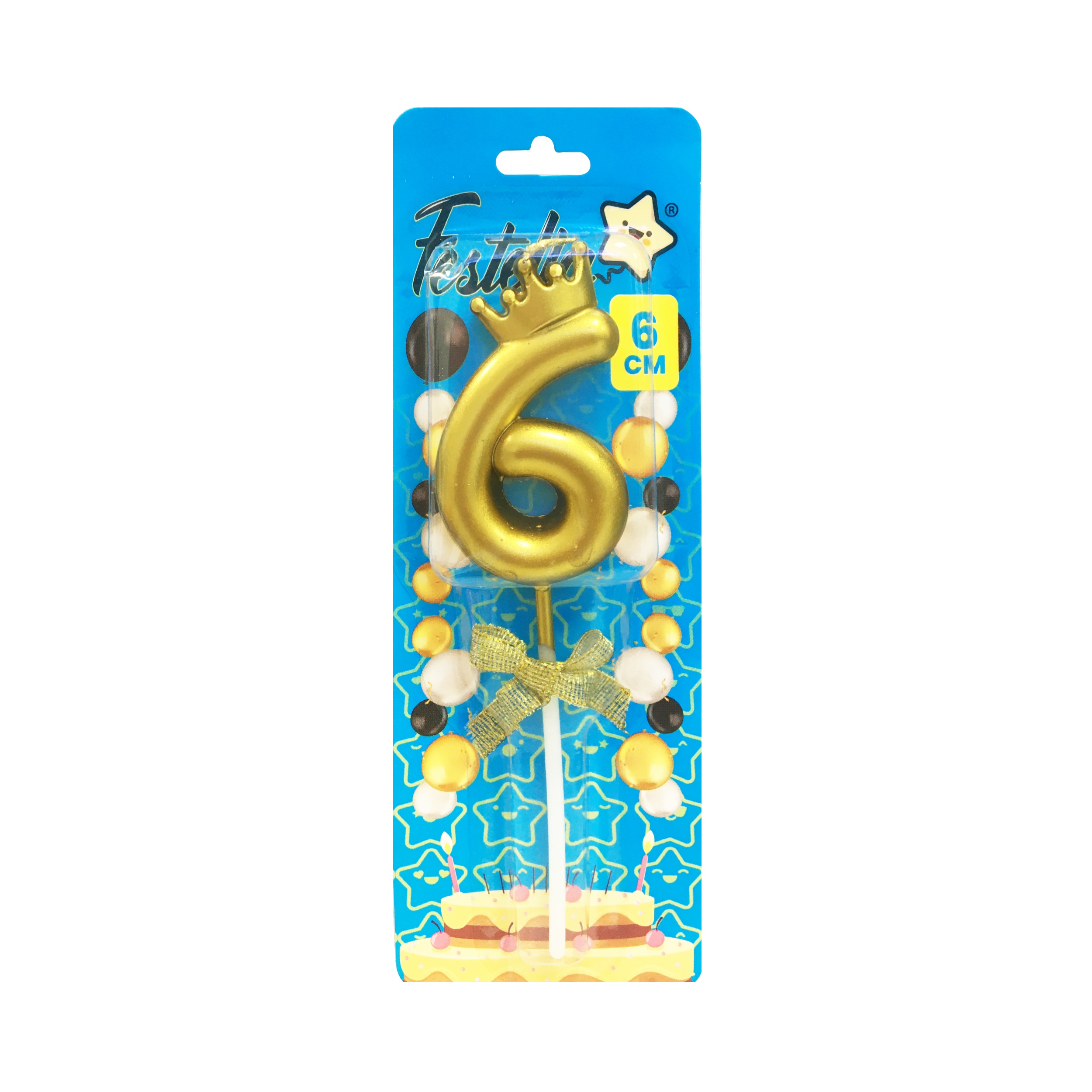 VELA NUMERO 6CM DORADA #6 (CJX48)