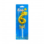 VELA NUMERO 6CM DORADA #6 (CJX48)