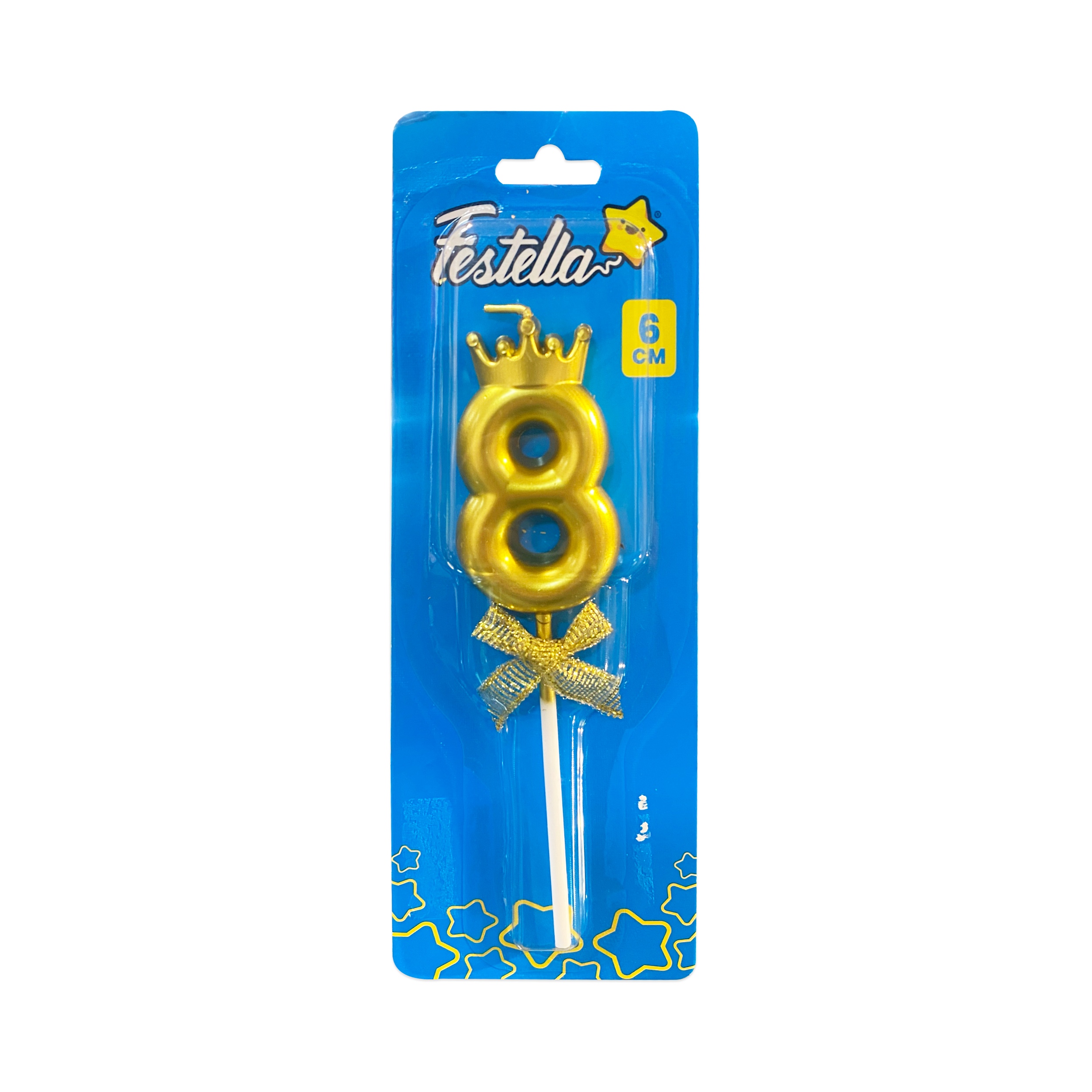 VELA NUMERO 6CM DORADA #8 (CJX48)