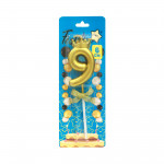 VELA NUMERO 6CM DORADA #9 (CJX48)