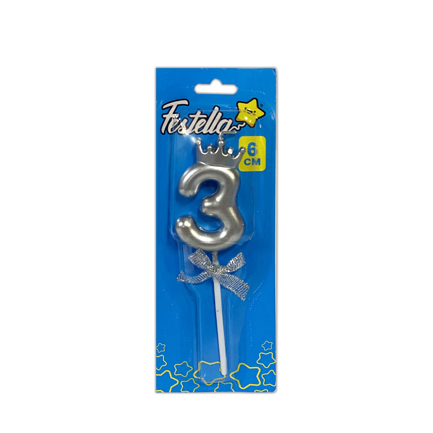 VELA NUMERO 6CM PLATEADA #3 (CJX48)