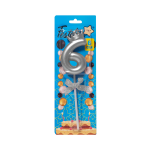 VELA NUMERO 6CM PLATEADA #6 (CJX48)