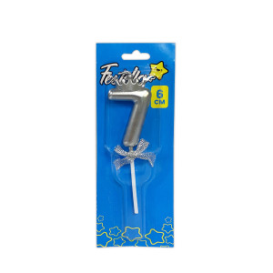 VELA NUMERO 6CM PLATEADA #7 (CJX48)