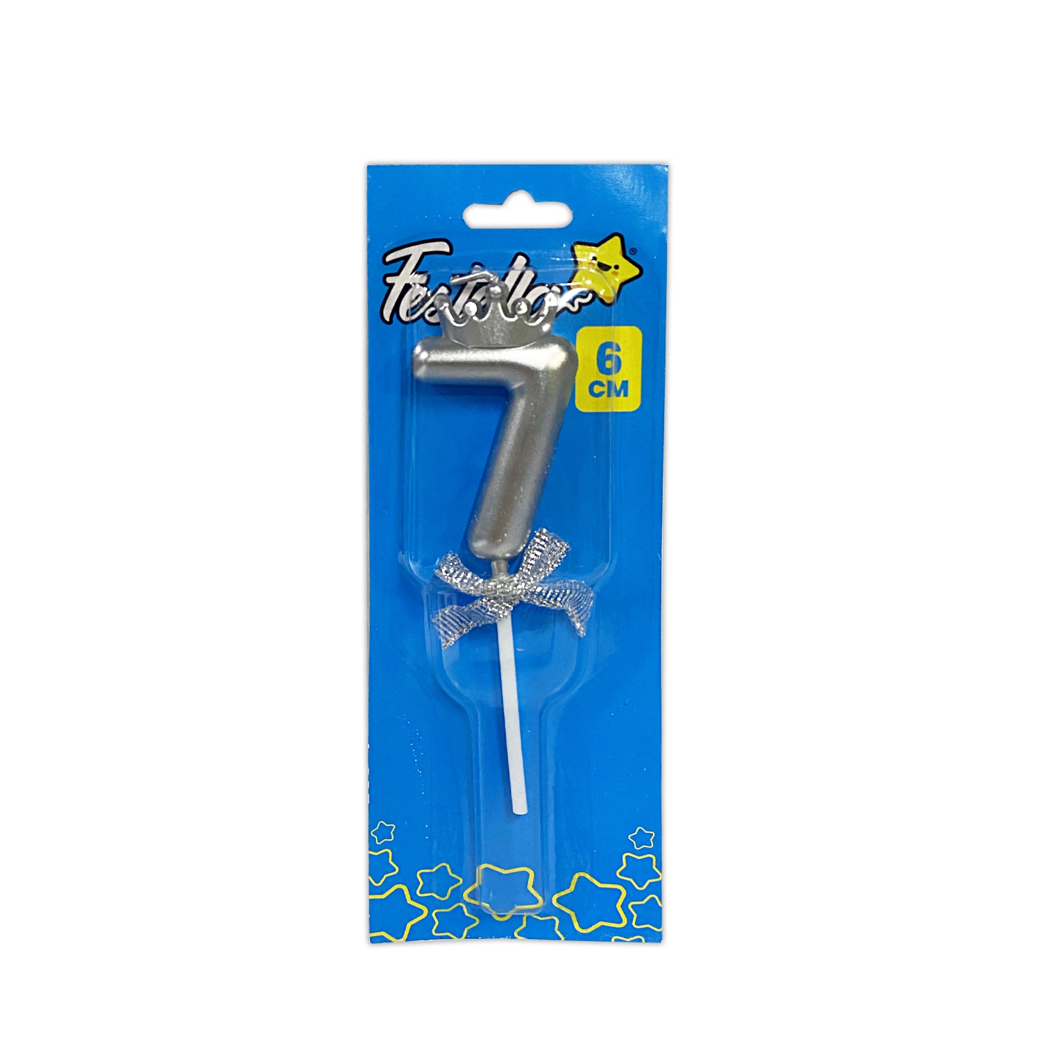 VELA NUMERO 6CM PLATEADA #7 (CJX48)