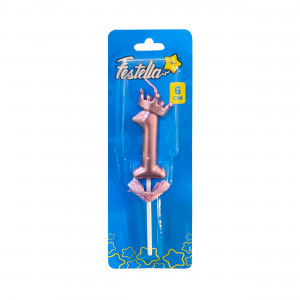 VELA NUMERO 6CM PALO ROSA #1 (CJX48)