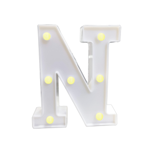 LAMPARA DE LETRA N 16CM FONDO BLANCO LUZ CALIDA