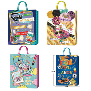 BOLSA REGALO NIÑO Y NIÑA F.C 18*23*8CM (PQTX12)