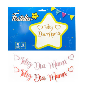 BANDERIN DE FIESTA FELIZ DIA MAMA :(PQTX12)