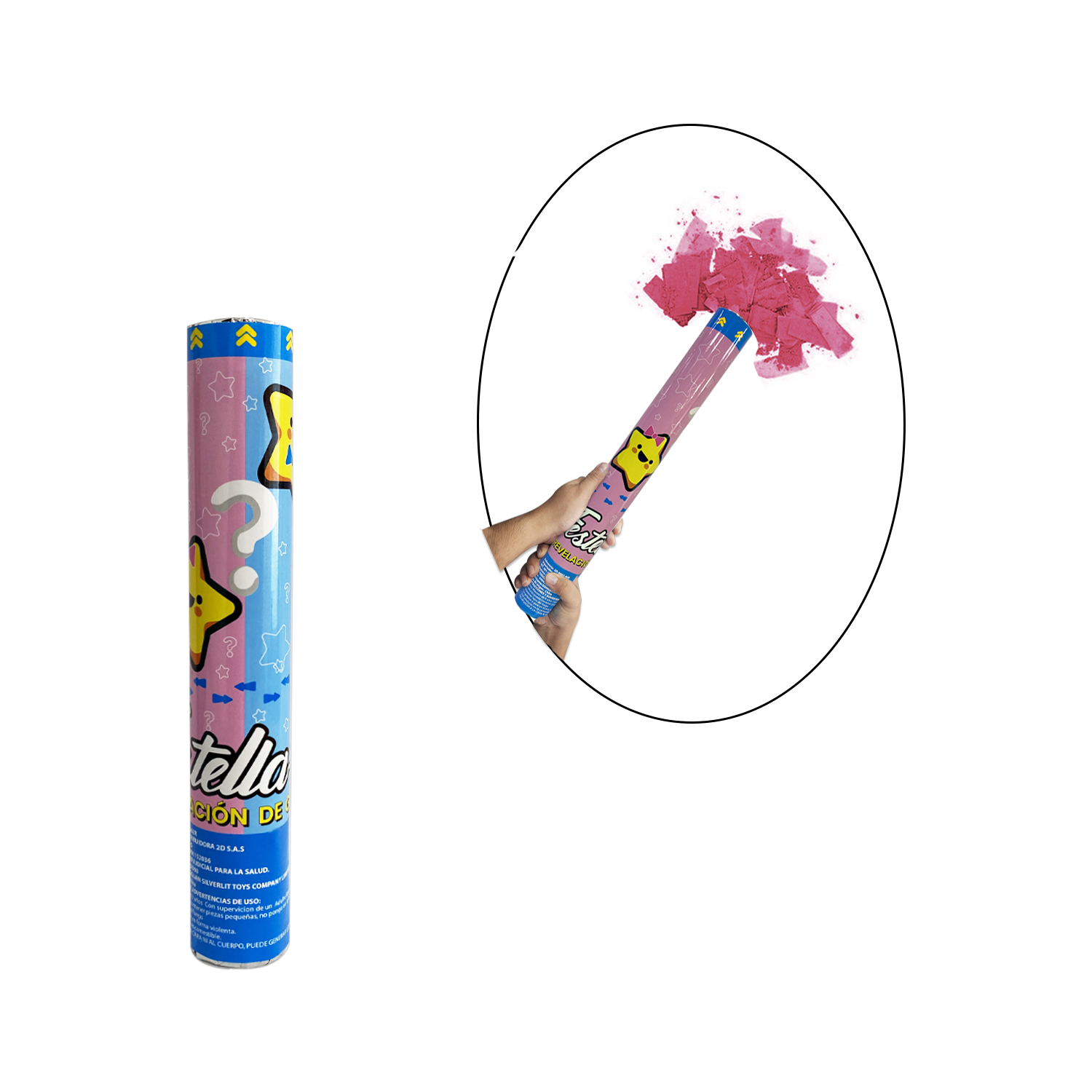 LANZA CONFETI ROSADO 30CM